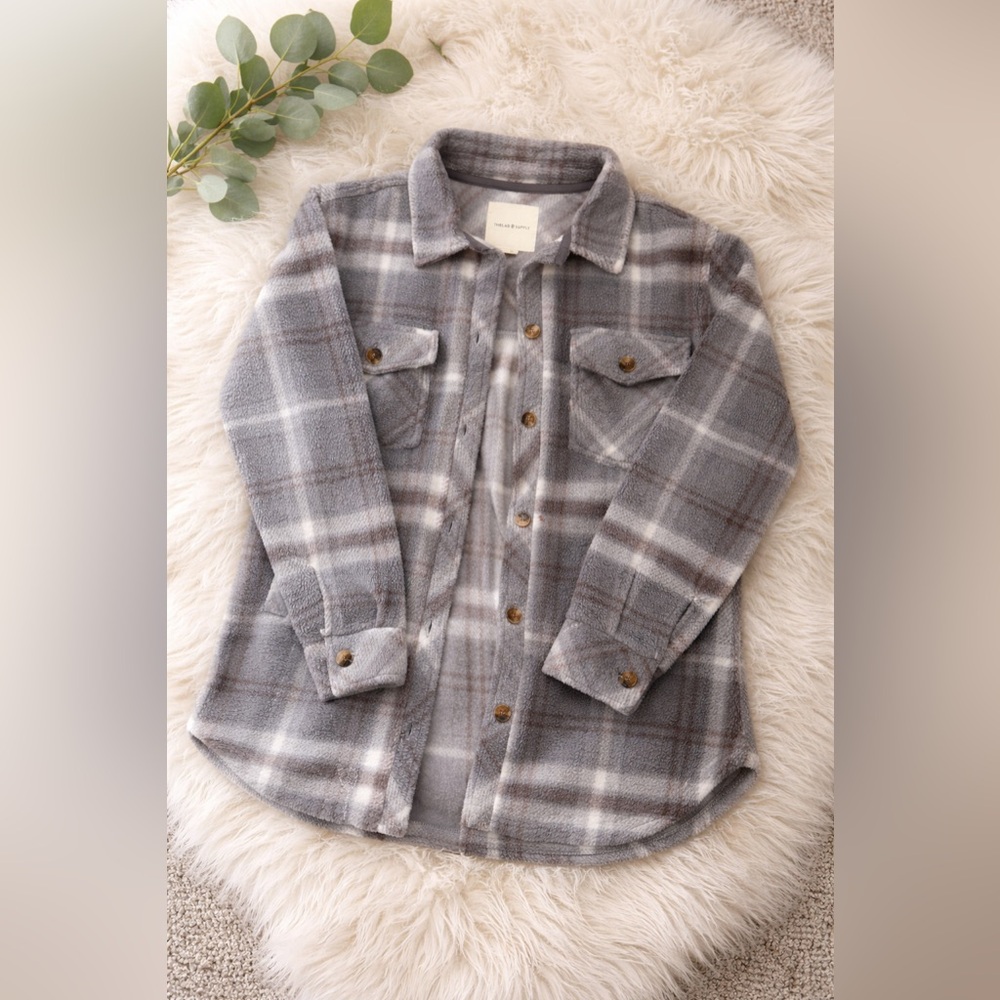 Thread & Supply Gray Plaid Button Down Shirt